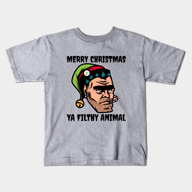 Merry Christmas ya filthy animal Kids T-Shirt by playerpup